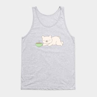 Funny Coffee Drinking Bear T-Shirt Tank Top